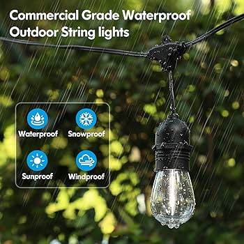 Lakumu 2-Pack 96FT Outdoor String Lights with Waterproof